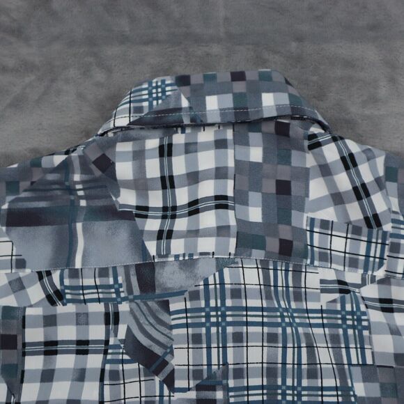 VO5 Shirt Mens L Gray Geometric Cinco En Todo Button Up Short Sleeve Collared - Picture 12 of 15